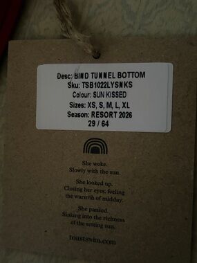 Toast Swim bind tunnel bottom, size small